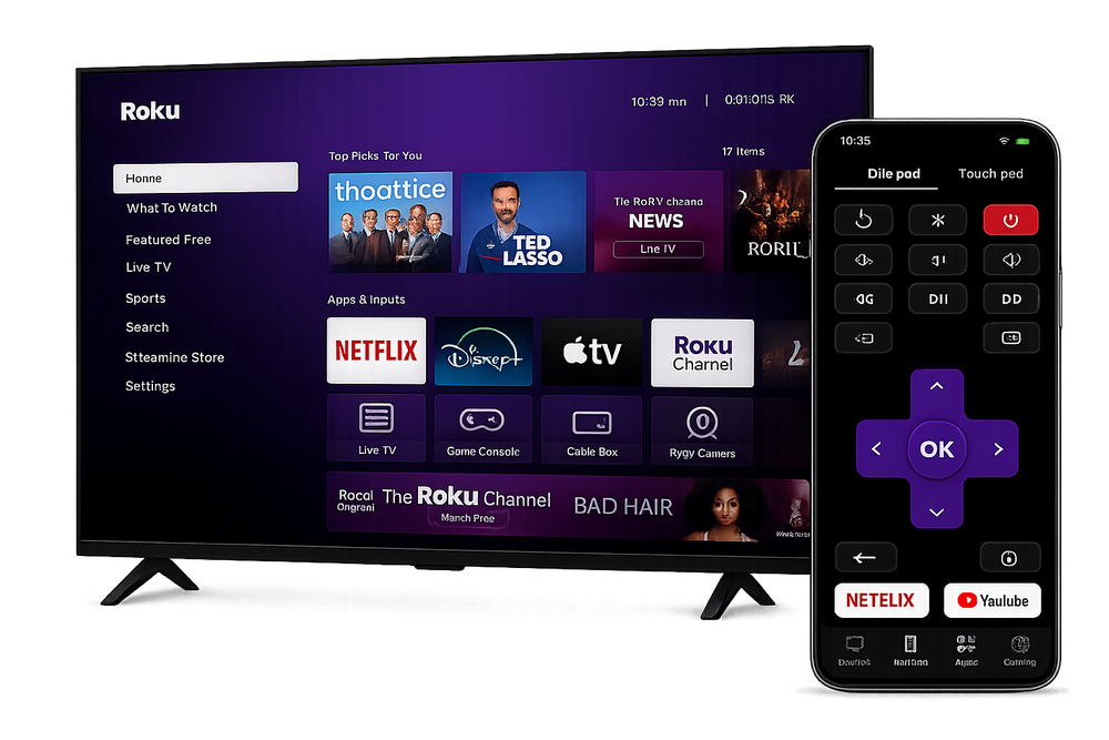 RemoteWave app controlling a Roku TV