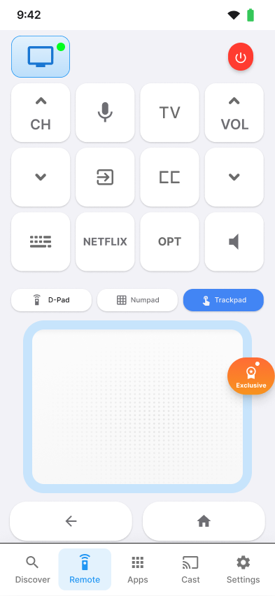 RemoteWave trackpad and D-pad remote screen for Android TV