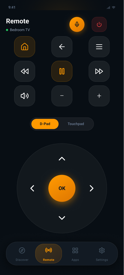 RemoteWave D-pad remote screen for Fire TV