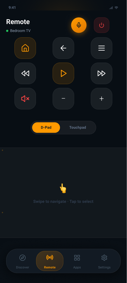 RemoteWave touchpad screen for Fire TV