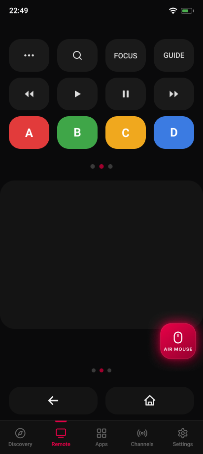RemoteWave media and playback controls screen for LG TV